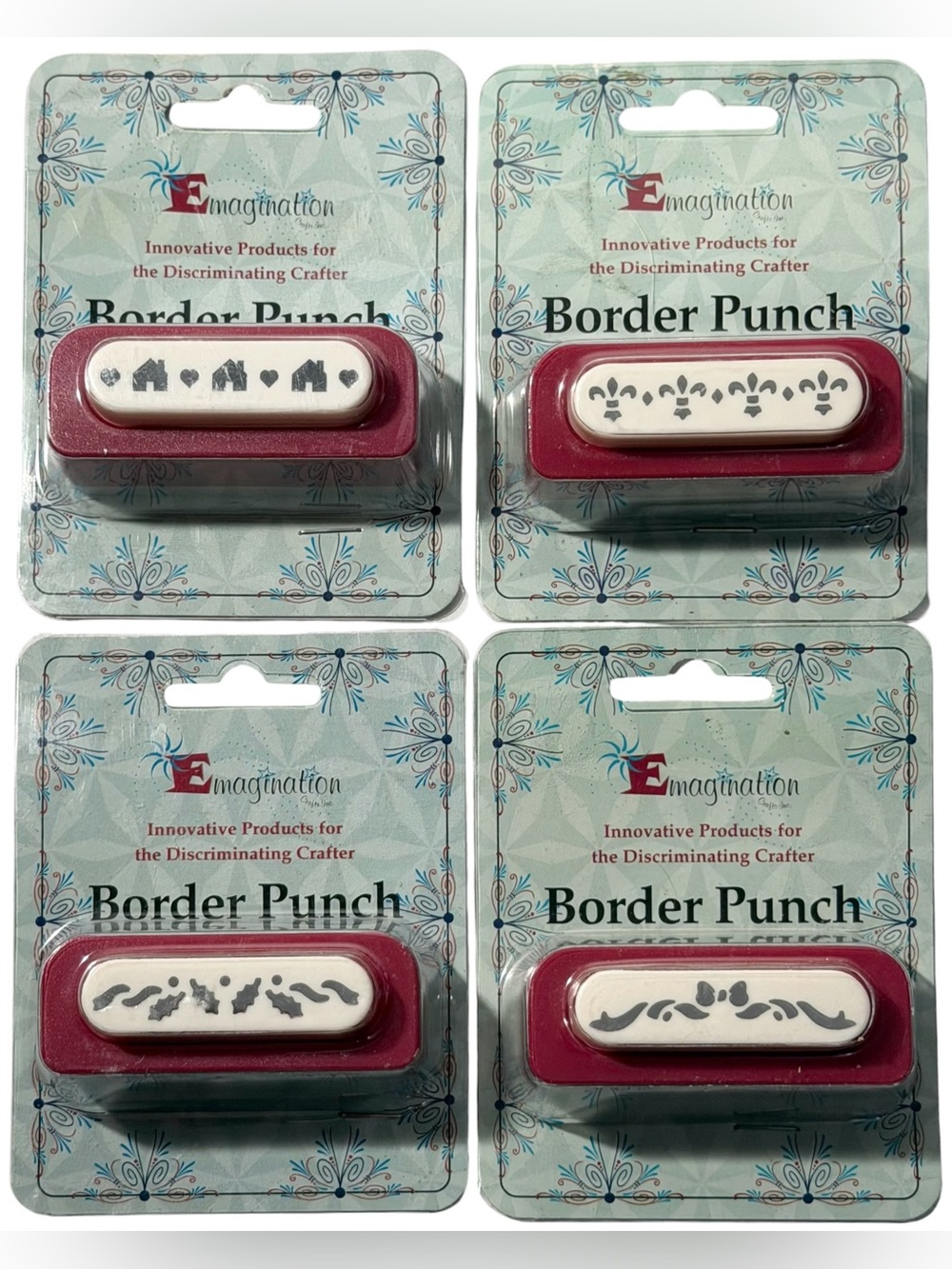 Emagination Punches x4 Borders Home Holly Bow Fleur De Lis